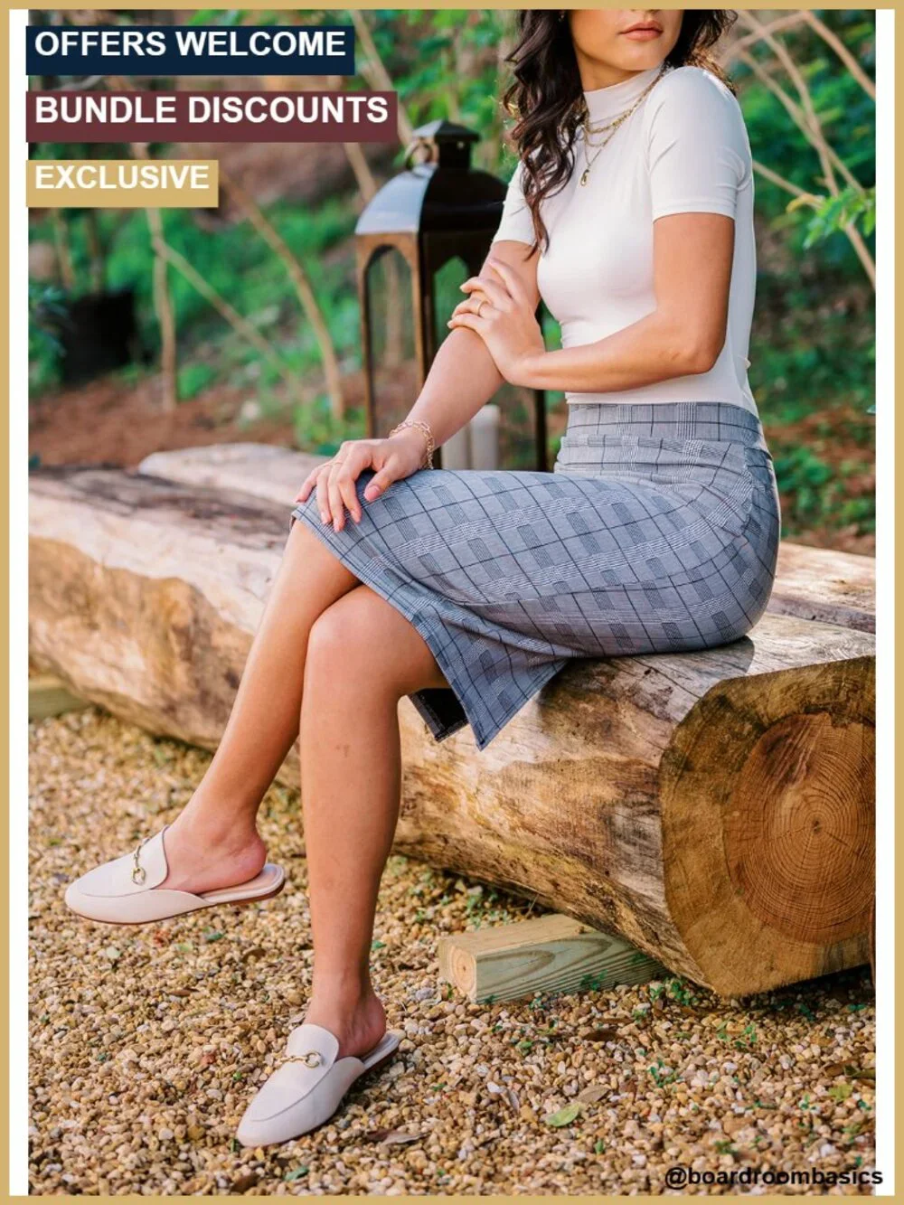Stretch Pencil Skirt - Pull On Midi Length - Wear to Work - High Rise